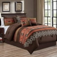 thumbnail image 1 of WPM P 7-Piece Coffee Brown Embroidered Comforter Set, King, 1 of 3