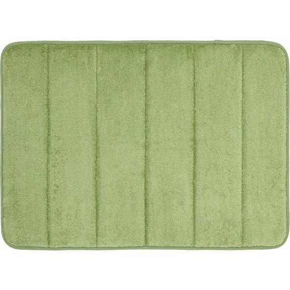 WPM Soft and Absorbent Memory Foam Sage Polyester Bath Rug, 17" x 24", Slip Resistant