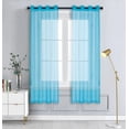 thumbnail image 1 of WPM Turquoise Sheer Window Curtain Panels for Bedroom, Kitchen, Kids Room- Solid Semi Voile Drapes Grommet Living Room Panels. 54 inch wide x 63 inch long, Set of 2, 1 of 7