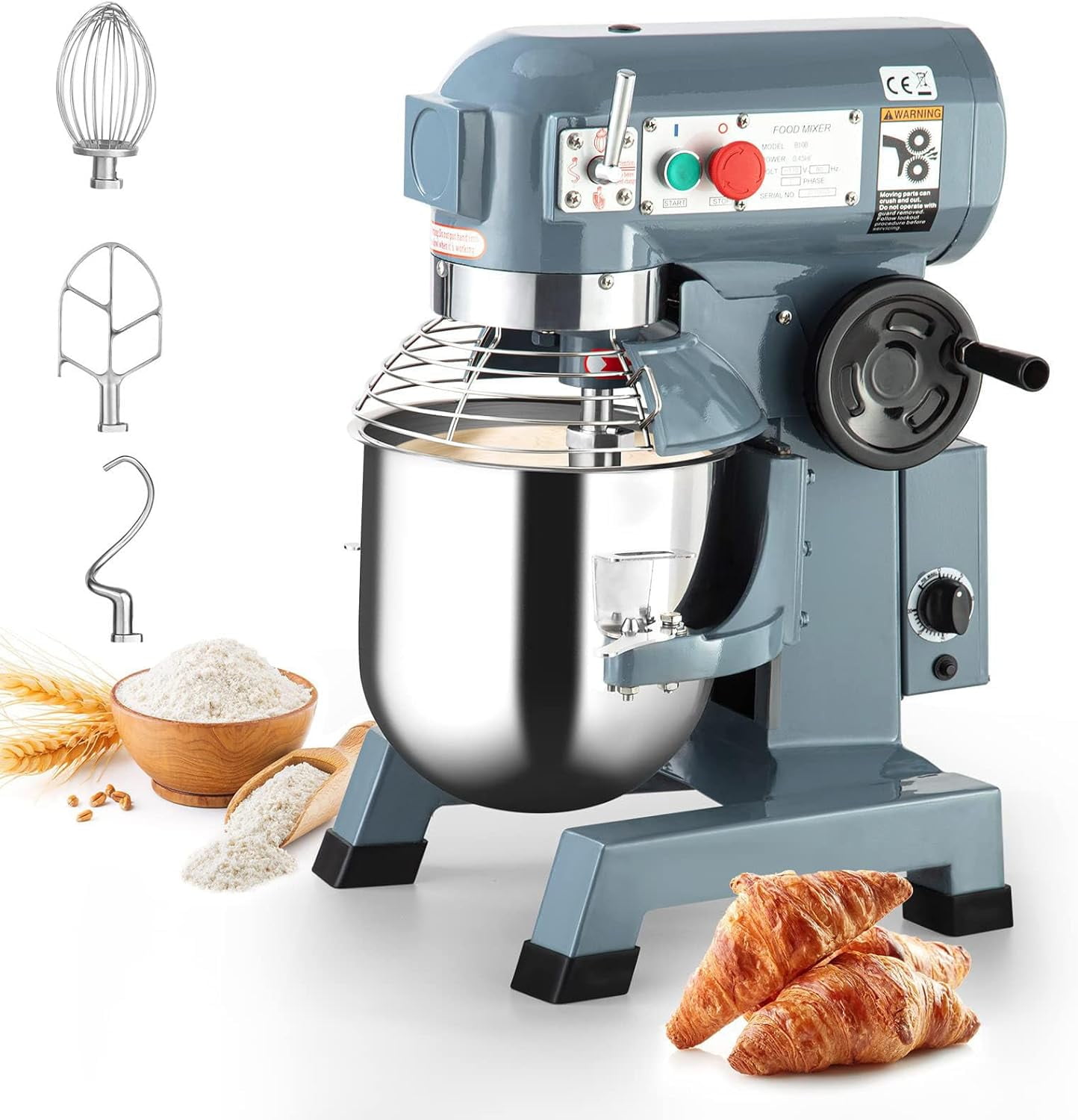 COZONY 15Qt Commercial Stand Mixer, 3 Adjustable Speeds, 600W Heavy Duty Electric Food Mixer with Timing Function, Stainless Steel Bowl, Security Shield, for Bakeries and Pizzerias
