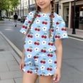 thumbnail image 1 of WPPGONE 2 Piece Little Girls Summer Short Set Cotton Crewneck T-Shirt and Shorts Breathable Cherry Floral Graphic Print Playwear Casual Outfits Daily Clothes Apparel, 1 of 6
