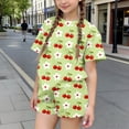thumbnail image 1 of WPPGONE 2 Piece Little Girls Summer Short Set Cotton Crewneck T-Shirt and Shorts Breathable Cherry Floral Graphic Print Playwear Casual Outfits Daily Clothes Apparel, 1 of 6