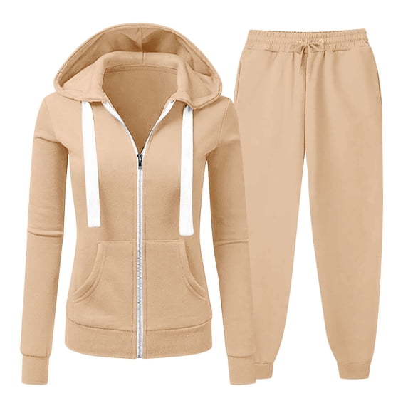 WPPGONE 2-Piece Women's Activewear Tracksuit Set Full Zip Up Hoodie Sweatshirt and Drawstring Sweatpants with Pockets Casual Lounge Workout Sweatsuits Outfits