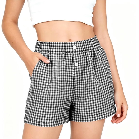 WPPGONE Baggy Shorts for Girls Elastic Waisted Wide Leg Straight Button Relaxed Fit Bottoms Teens Summer Beach Casual Trendy Daily Shorts with Pockets