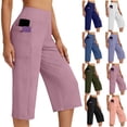 thumbnail image 1 of WPPGONE Capri Pants for Women with pockets Strectch Tummy Control High Elastic Waisted Comfortable Cropped Bottoms Yoga Outdoor Sports Gym Trousers, 1 of 9
