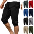 thumbnail image 1 of WPPGONE Capri Sweatpants for Men with Pockets Cotton Plus Size Elastic Waisted Drawstring Slim Fit Joggers Cropped Bottoms Athletic Sports Gym Running Pants, S-3XL, 1 of 10