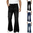 thumbnail image 1 of WPPGONE Flare Jeans Men Baggy Bootcut Elastic Waisted Button Outdoor Zipper Loose Fit Fashion Stretchy Bottoms Vintage Versatile Casual Denim Pants with Pockets, 1 of 7