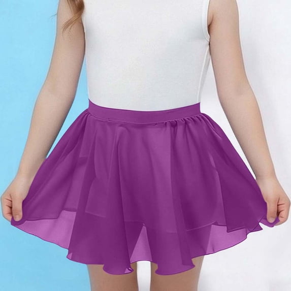 WPPGONE Girls Chiffon Ballet Skirt Elastic Waist Pull On Wrap Skirt Sheer Mesh Dance Tutu Skirt for Toddler Gymnastics Training School Performance Practice Outfits Skirts