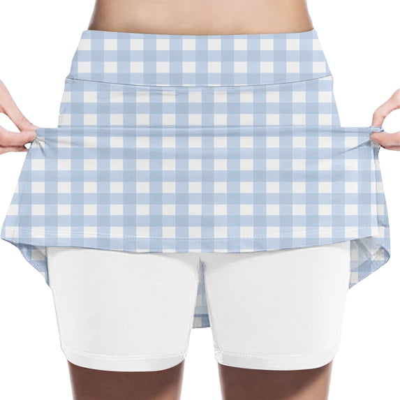 WPPGONE Girls Plaid Pattern A-Line Skirt High Waisted Gingham Checkered Athletic Skort Lightweight Flowy Sports Skirts for School Uniform Tennis Golf Summer Skirts