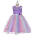 thumbnail image 1 of WPPGONE Girls Sparkling Sequin Rainbow Tulle Tutu Dress Sleeveless Flower Girl Wedding Guest Gown Colorful Layered Princess Birthday Pageant Party Dance Performance Dresses, 1 of 5