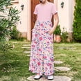 thumbnail image 1 of WPPGONE Girls Summer Floral Maxi Dress Short Sleeve Crewneck Empire Waist Flowy Long Dresses with Pockets Casual Holiday Party A-Line Sun Dress Kids Fashion Wear, 1 of 8