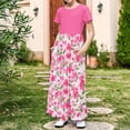 thumbnail image 1 of WPPGONE Girls Summer Floral Maxi Dress Short Sleeve Crewneck Empire Waist Flowy Long Dresses with Pockets Casual Holiday Party A-Line Sun Dress Kids Fashion Wear, 1 of 8