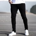 thumbnail image 1 of WPPGONE Jeans for Men Fashion Slim Fit Straight Leg Stretchy Button Bootcut Denim Zipper Bottoms Vintage Classic Versatile Casual Trousers with Pockets, 1 of 3