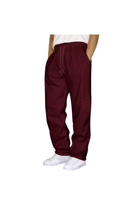 Men's Straight Leg Sweatpants Loose Fit Baggy Lounge Pants with Elastic Drawstring Waist Deep Pockets Casual Gym Activewear Bottoms Everyday Trousers