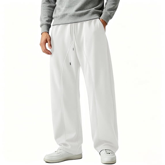 WPPGONE Mens Sweat Pants with Pockets Straight Leg Elastic Waisted Drawstring Comfortable Bottoms Sports Gym Athletic Casual Trousers