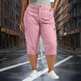 thumbnail image 1 of WPPGONE Plus Size Cargo Capri Pants for Women Elastic Waisted Straight Leg Button Cropped Bottoms Summer Outdoor Shopping Camping Trousers with Pockets, 1 of 8
