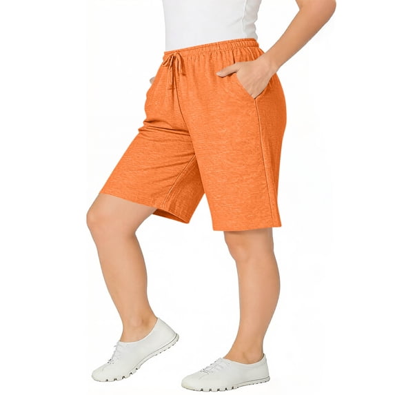 WPPGONE Plus Size Shorts for Women Summer Wide Leg Loose Fit Straight Elastic Waisted Drawstring Bottoms Comfortable Sports Gym Athletic Shorts with Pockets