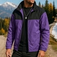 thumbnail image 1 of WPPGONE Rain Jacket Men Waterproof Hoodless Biker Zip Up Long Sleeve Outdoor Cycling Color Block Windbreaker Climbing Hiking Fashion Wear, 1 of 7