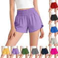 thumbnail image 1 of WPPGONE Tween Girls High Waisted Athletic Shorts Smocked Elastic Waist Running Active Bottoms Split Hem Lightweight Breathable Summer Gym Workout Track Shorts, 1 of 8