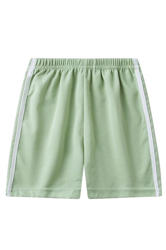 Unisex Athletic Shorts for Tweens Boys Girls Breathable Lightweight Running Bottoms with Elastic Waistband Side Stripes Summer Casual Sports Activewear