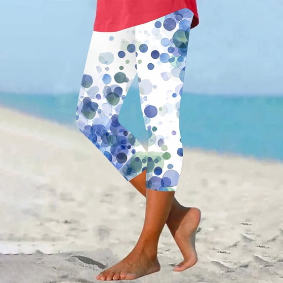 WPPGONE Womens Capri Pants High Waisted Print Slim Fit Elastic Plus Size Pull On Cropped Bottoms Summer Lounge Daily Trousers, S-4XL