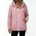 thumbnail image 1 of WPPGONE Womens Windbreaker Jacket Hooded Water-Repellent Hem Drawstring Zip Up Long Sleeve Coat Outdoor Autumn Winter Fashion Casual Jacket with Pockets, 1 of 9
