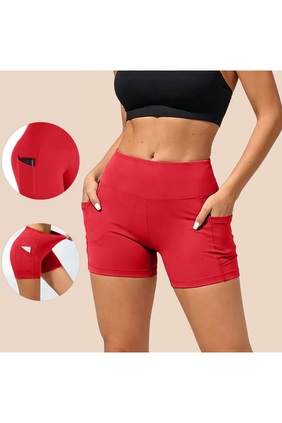 Shorts for Women Plus Size Hight Waisted Spandex Tummy Control Bottoms Gym Athletic Workout Yoga Running Biker Shorts with Pockets, S-59XL