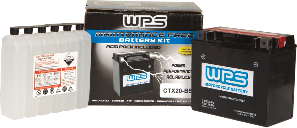 WPS Maintenance Free Sealed AGM Motorcycle Battery CTX20-BS