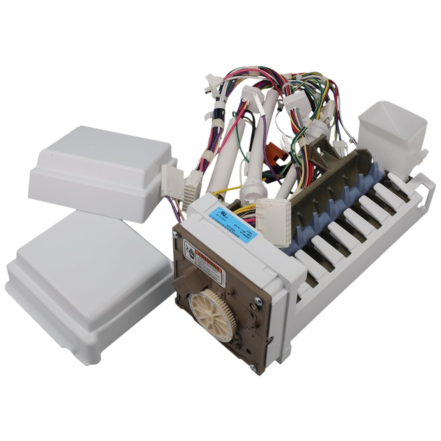 WPW10300024 Refrigerator 8 Cube Ice Maker Includes 2 Wire Harnesses 2 Covers and Shut Off arm Replacement Numbers W10300024 AP6019087 PS11752391 for , , , Kenmore