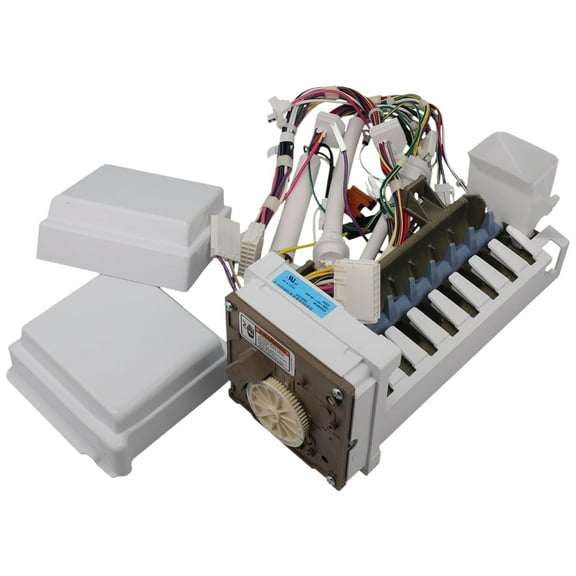 WPW10300024 Refrigerator 8 Cube Ice Maker Includes 2 Wire Harnesses 2 Covers and Shut Off arm Replacement Numbers W10300024 AP6019087 PS11752391 for , , , Kenmore
