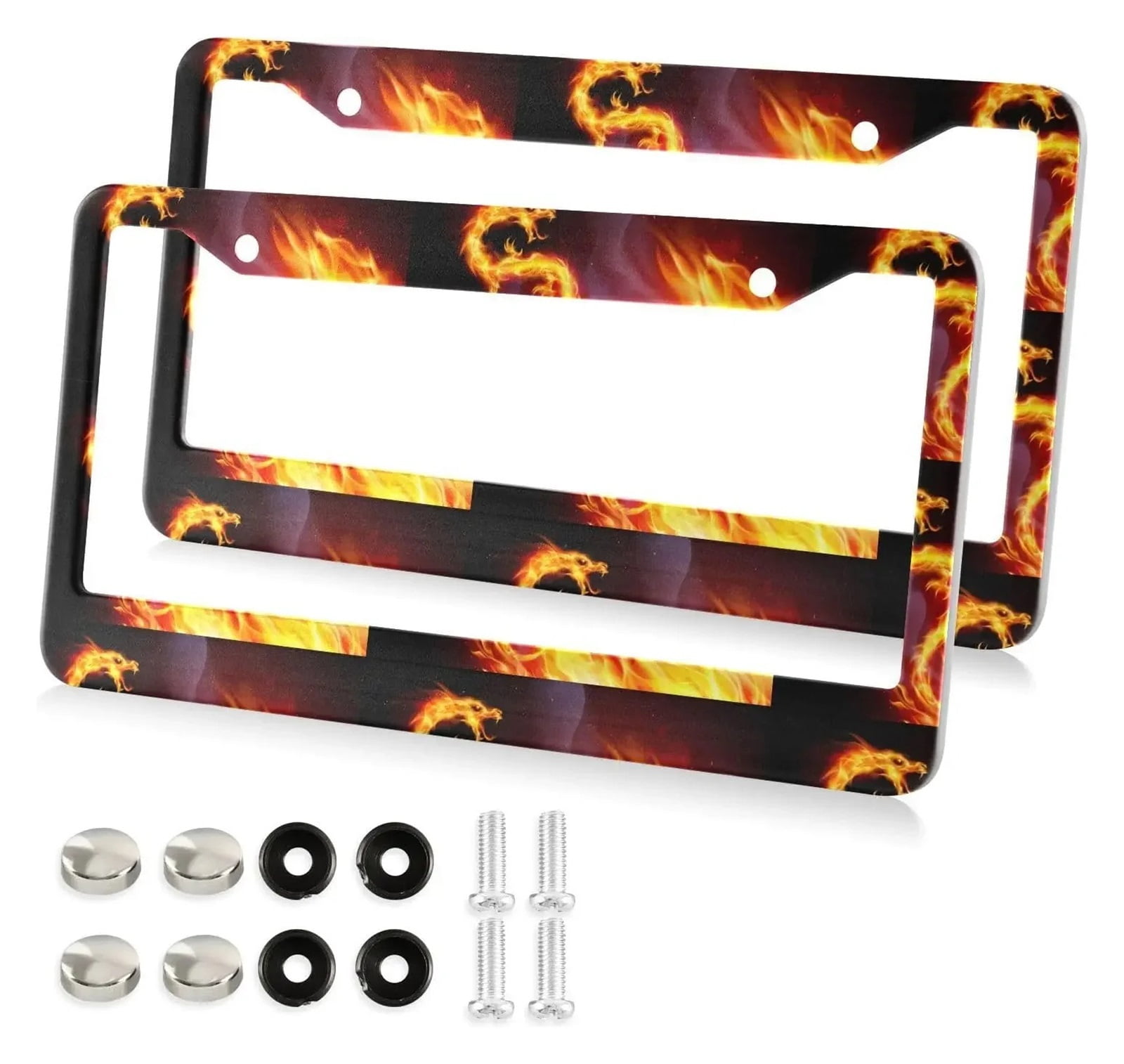 Luxury License Plate Frames Dragon-Themed Chrome \u0026 Gold Metal License Plate  Frame | 3D Design | Front Or Rear Mount LPF-7402 Plate Frame, image size:1600x1514