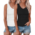 thumbnail image 1 of WQD 2 Pack Tank Tops for Women V Neck Ribbed Knit Slim Fitted Sleeveless Basic Tee Tanks Casual Summer Fashion Clothes, 1 of 8