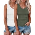thumbnail image 1 of WQD 2 Pack Tank Tops for Women V Neck Ribbed Knit Slim Fitted Sleeveless Basic Tee Tanks Casual Summer Fashion Clothes, 1 of 8