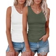 thumbnail image 1 of WQD 2 Pack Tank Tops for Women V Neck Ribbed Knit Slim Fitted Sleeveless Basic Tee Tanks Casual Summer Fashion Clothes, 1 of 8