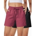 thumbnail image 1 of WQD 2 Pack Womens Athletic Shorts Basic Running Shorts Lightweight Quick Dry Gym Workout Shorts with Pockets, 1 of 7