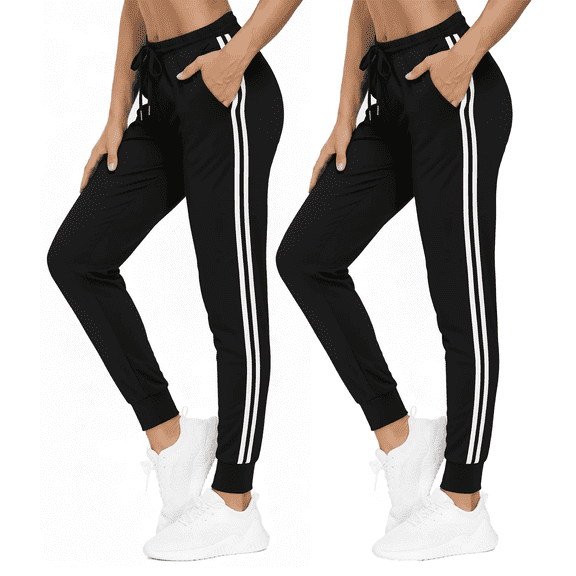 WQD 2 Pack Womens Sweatpants Jogger Pants with Pockets High Waist Lounge Athletic Yoga Pants for Workout Running Gym