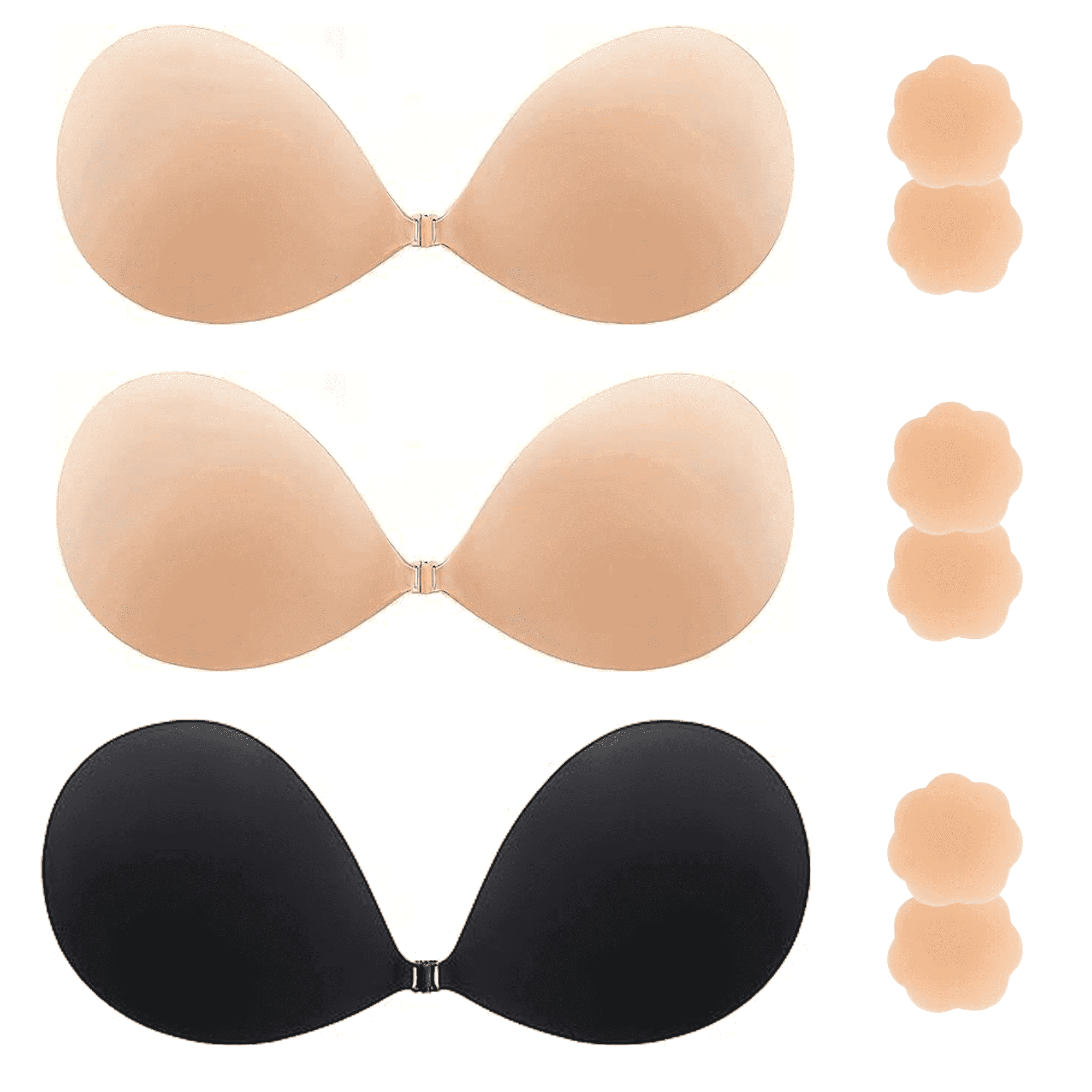 2 Pairs Sticky Push Up Bra - Reusable Strapless Adhesive Bras For Low Cut & Backless  Dresses, Black Boomba Sticky Bra