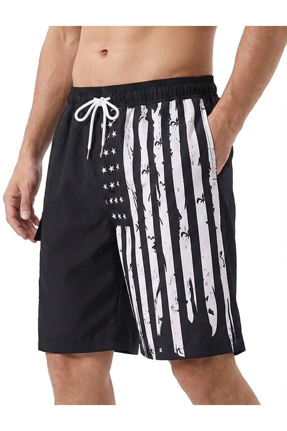 Men’s Swim Trunks Quick Dry Board Shorts with Mesh Lining and Pockets Elastic Waist Drawstring Beach Shorts Breathable Swimwear Bathing Suits for Swimming Surfing Vacation