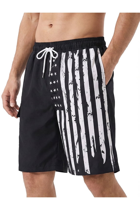 Men’s Swim Trunks Quick Dry Board Shorts with Mesh Lining and Pockets Elastic Waist Drawstring Beach Shorts Breathable Swimwear Bathing Suits for Swimming Surfing Vacation