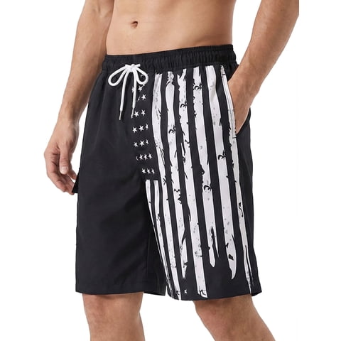Men’s Swim Trunks Quick Dry Board Shorts with Mesh Lining and Pockets Elastic Waist Drawstring Beach Shorts Breathable Swimwear Bathing Suits for Swimming Surfing Vacation