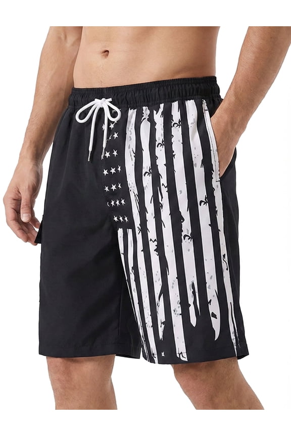Men’s Swim Trunks Quick Dry Board Shorts with Mesh Lining and Pockets Elastic Waist Drawstring Beach Shorts Breathable Swimwear Bathing Suits for Swimming Surfing Vacation