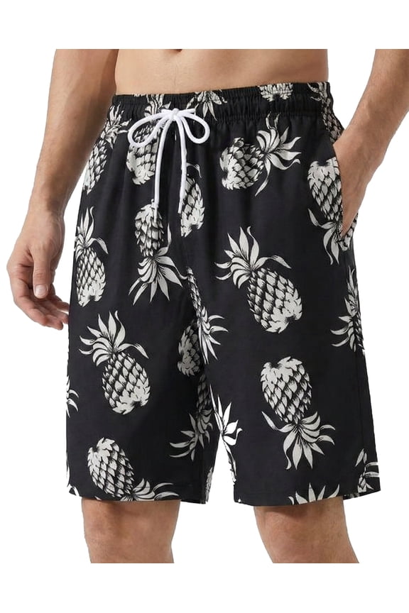 Men’s Swim Trunks Quick Dry Board Shorts with Mesh Lining and Pockets Elastic Waist Drawstring Beach Shorts Pineapple Print Breathable Swimwear Bathing Suits for Swimming Surfing Vacation