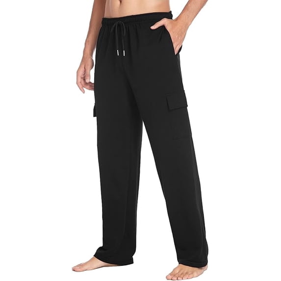 WQD Mens Cargo Sweatpants Baggy Gym Sweat Pants Drawstring Wide Leg Casual Lounge Pants with Pockets