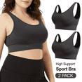 thumbnail image 1 of WQD 2 Pack Plus Size Sports Bras for Women High Support Wirefree Seamless Padded Bra High Impact Workout Yoga Bras for Running Gym Training, 1 of 7