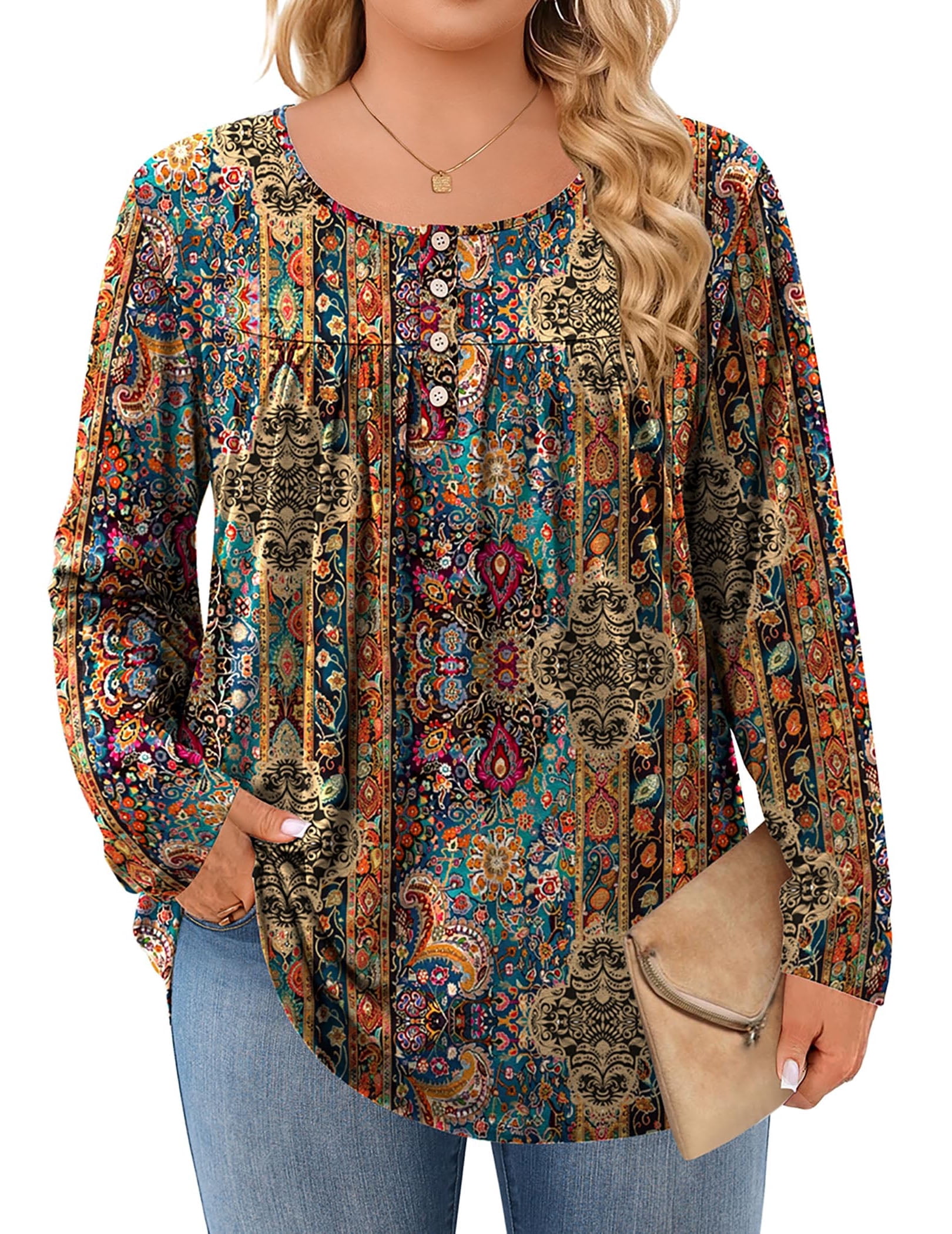 Printed Long Sleeve Casual Loose Fit Blouse main image 1