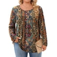 thumbnail image 1 of WQD Plus Size Boho Blouse for Women Long Sleeve Casual Loose Fit Tops Vintage Floral Print Tunic Shirt Fall Winter Clothing, 1 of 6