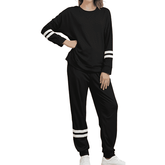 WQD Womens 2 Piece Loungewear Set Long Sleeve Pullover Top and Jogger Pants Tracksuit Pajama Sweatsuit Casual Lounge Outfits with Pockets for Fall Winter (Available in Plus Size)