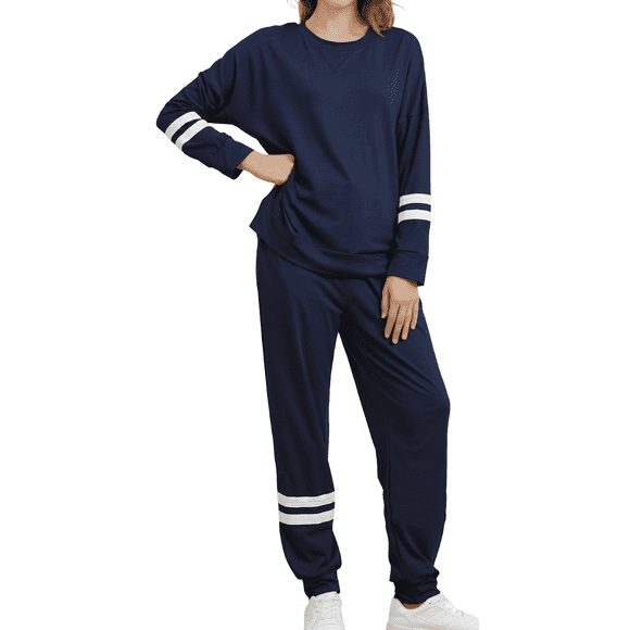 WQD Womens 2 Piece Loungewear Set Long Sleeve Pullover Top and Jogger Pants Tracksuit Pajama Sweatsuit Casual Lounge Outfits with Pockets for Fall Winter (Available in Plus Size)