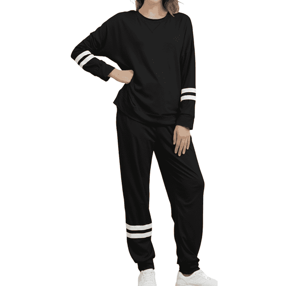 WQD Womens 2 Piece Loungewear Set Long Sleeve Pullover Top and Jogger Pants Tracksuit Pajama Sweatsuit Casual Lounge Outfits with Pockets for Fall Winter (Available in Plus Size)