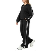 WQD Women’s 2 Piece Tracksuit Set Long Sleeve Pullover Sweatshirt and Wide Leg Sweatpants Lounge Outfit Athletic Jogging Suit Casual Matching Set with Pockets